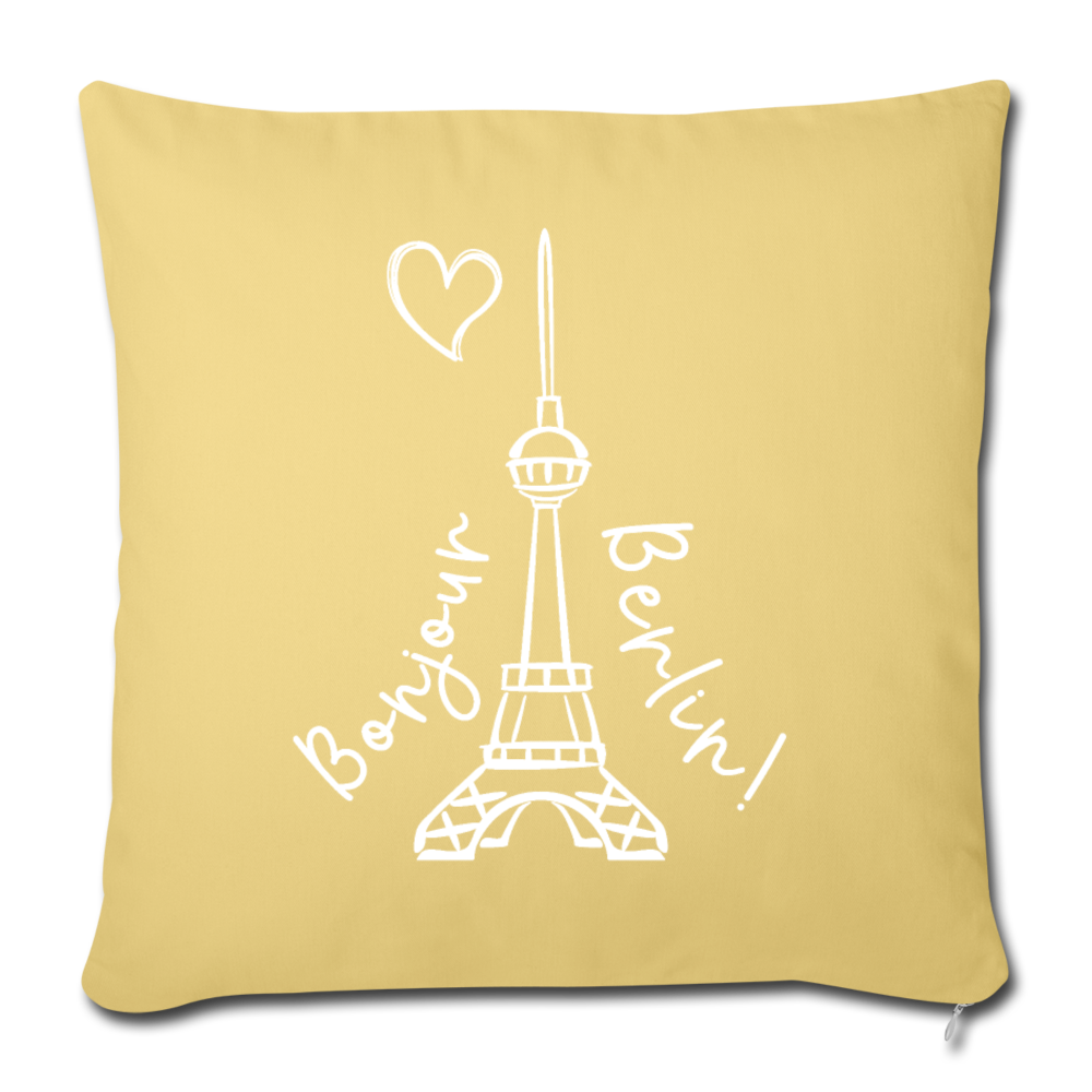 Eiffelturm in Berlin Bonjour - Sofakissen mit Füllung (45 x 45 cm) - Hellgelb