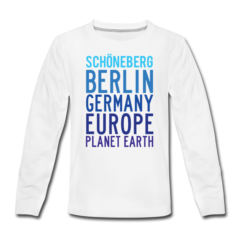 Ein Langarmshirt mit Schöneberg Planet Earth Motiv.
