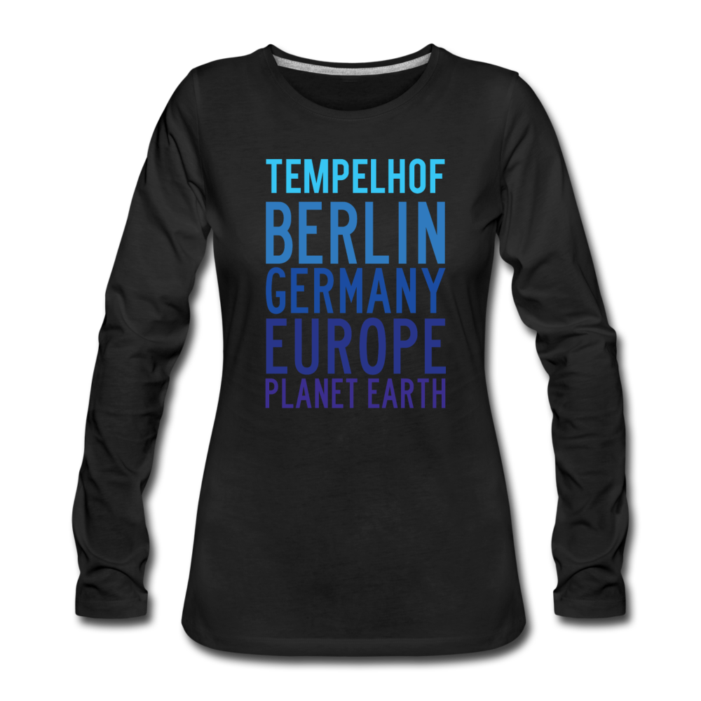 Tempelhof Planet Earth - Frauen Premium Langarmshirt - Schwarz