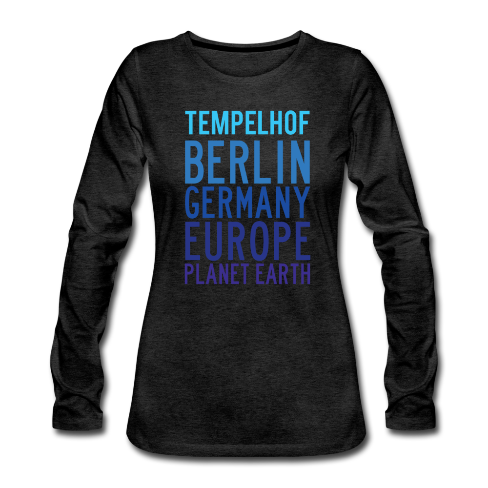 Tempelhof Planet Earth - Frauen Premium Langarmshirt - Anthrazit