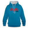 Steglitz Berlin - Kontrast Hoodie - Pfauenblau/Grau meliert