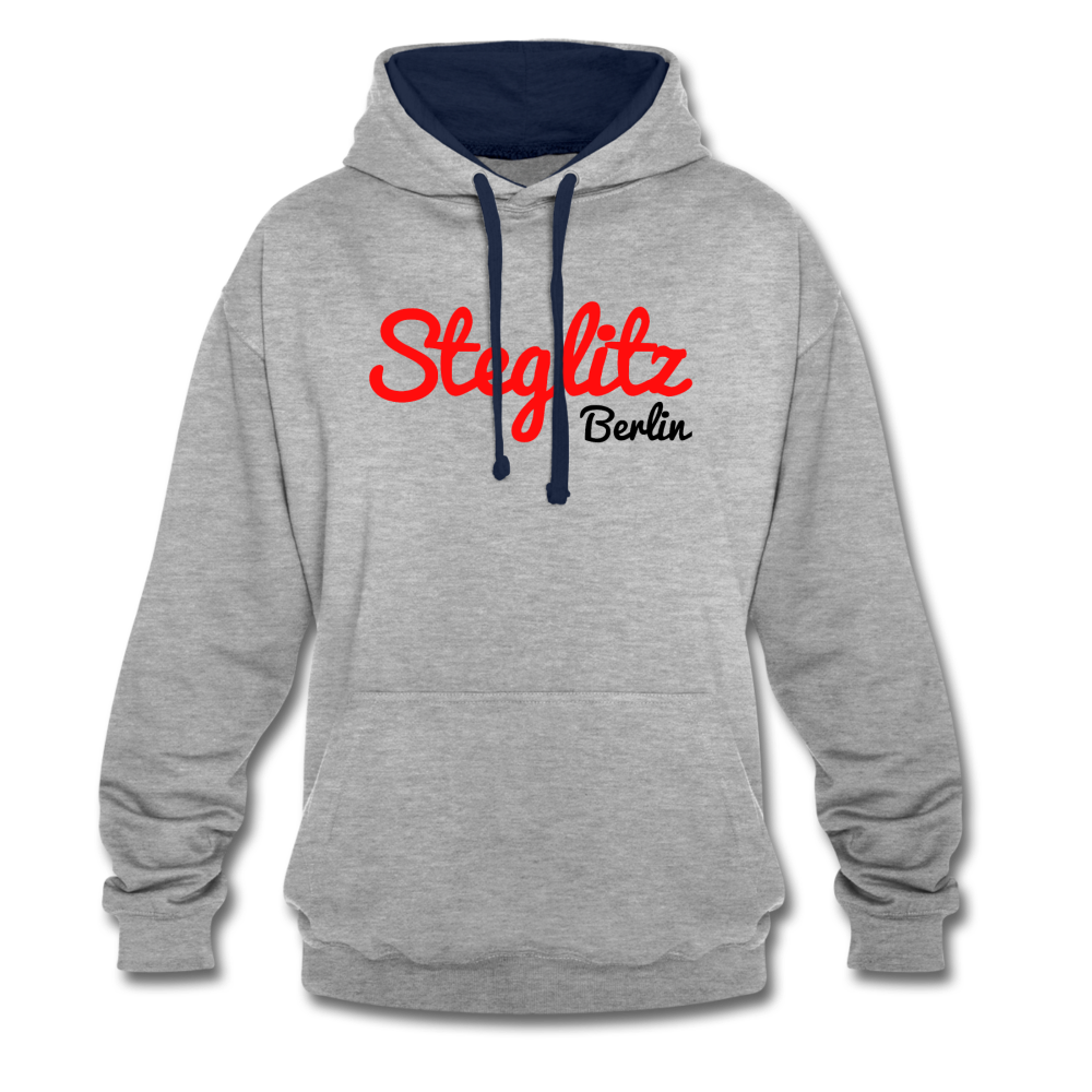 Steglitz Berlin - Kontrast Hoodie - Grau meliert/Navy