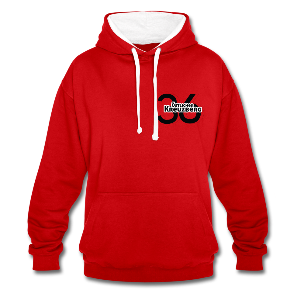 Östliches kreuzberg - Kontrast Hoodie - Rot/Weiß