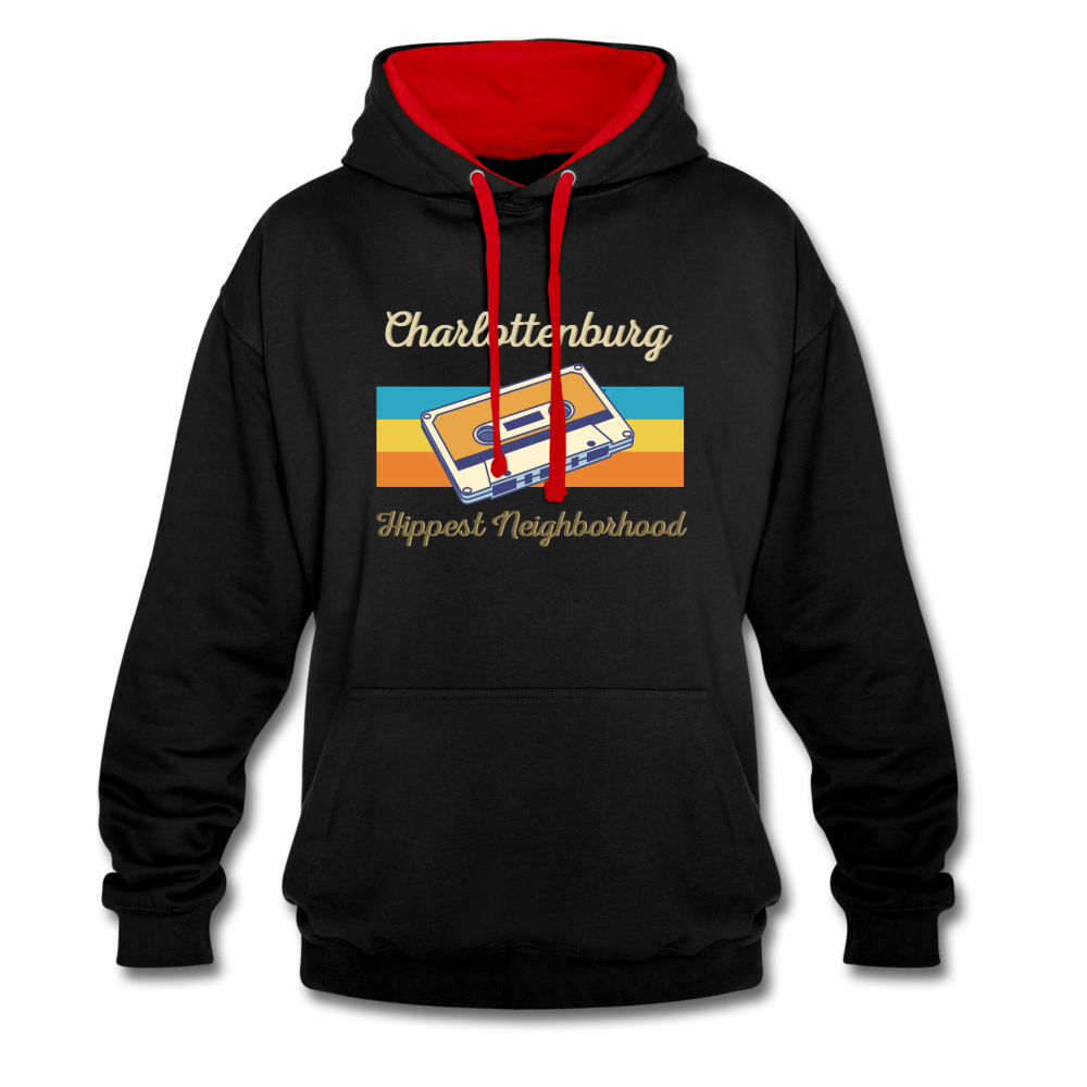 Charlottenburg Hippest Neighborhood - Kontrast Hoodie - Schwarz/Rot