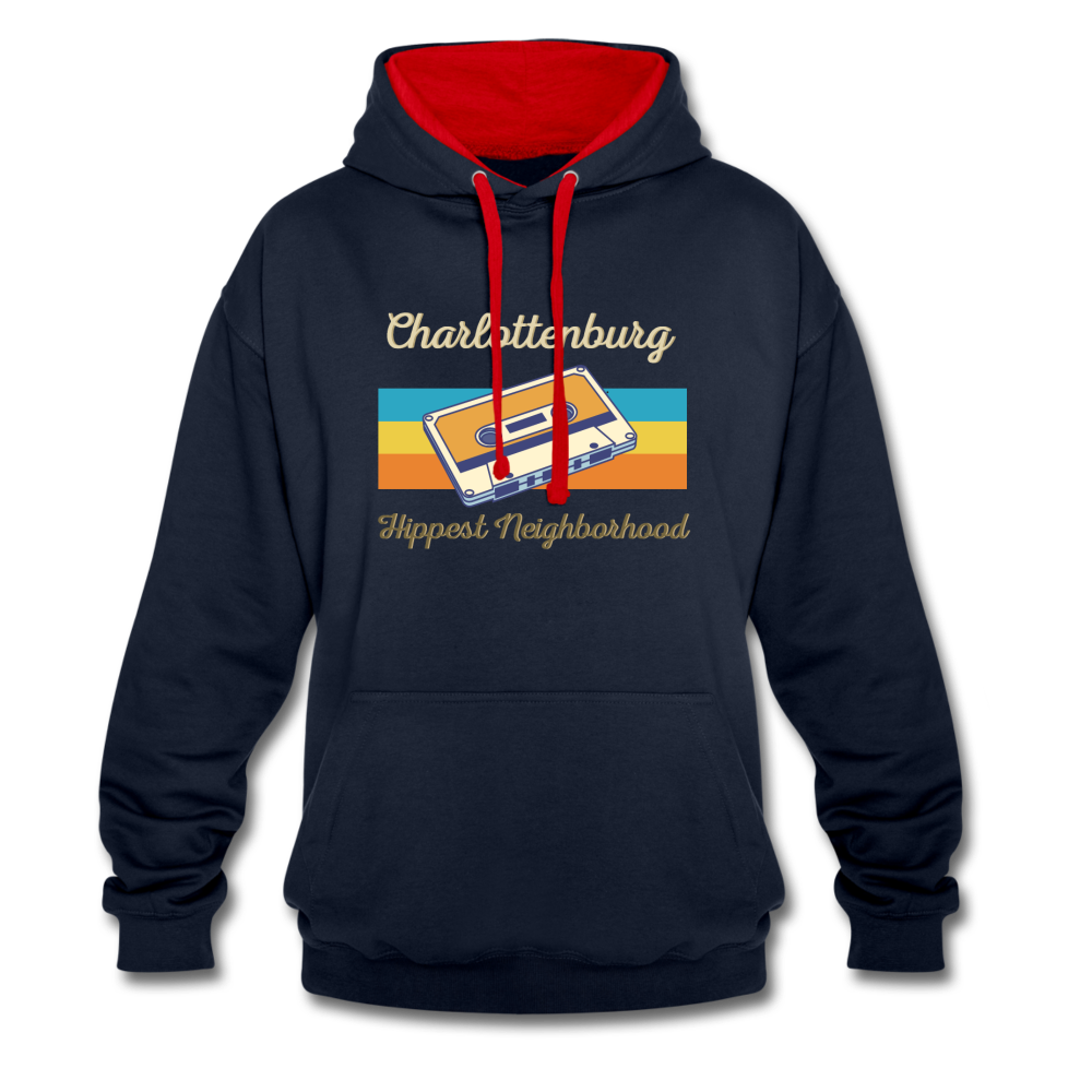 Charlottenburg Hippest Neighborhood - Kontrast Hoodie - Navy/Rot