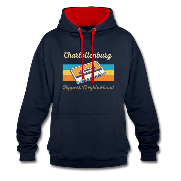 Charlottenburg Hippest Neighborhood - Kontrast Hoodie - Navy/Rot