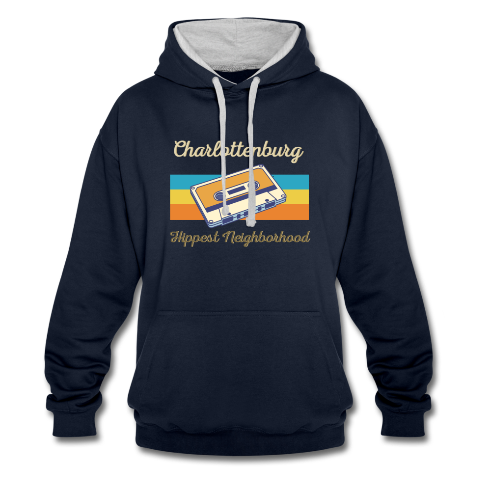 Charlottenburg Hippest Neighborhood - Kontrast Hoodie - Navy/Grau meliert