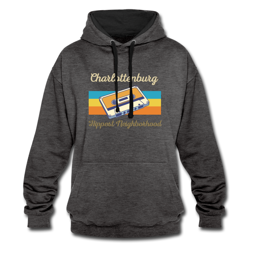 Charlottenburg Hippest Neighborhood - Kontrast Hoodie - Anthrazit/Schwarz