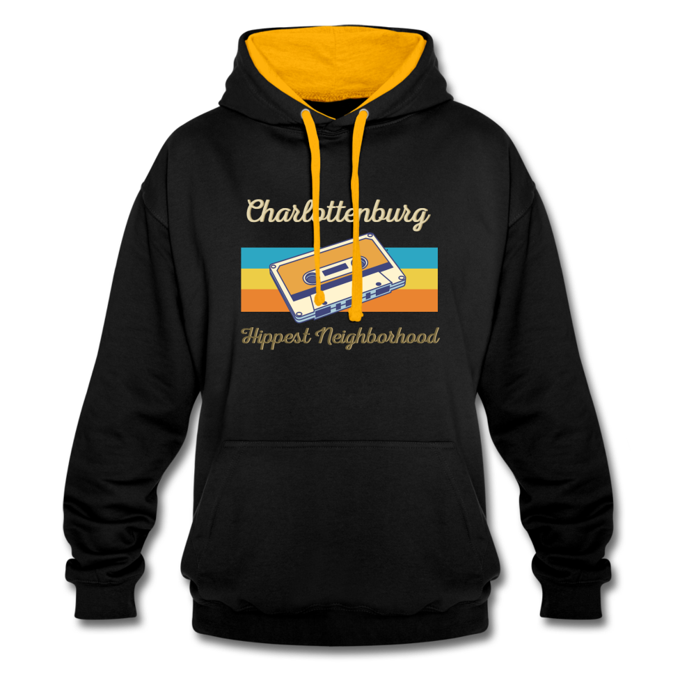 Charlottenburg Hippest Neighborhood - Kontrast Hoodie - Schwarz/Gold