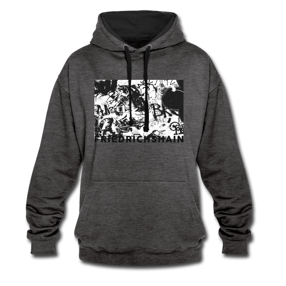 Friedrichshain Graffiti - Kontrast Hoodie - Anthrazit/Schwarz