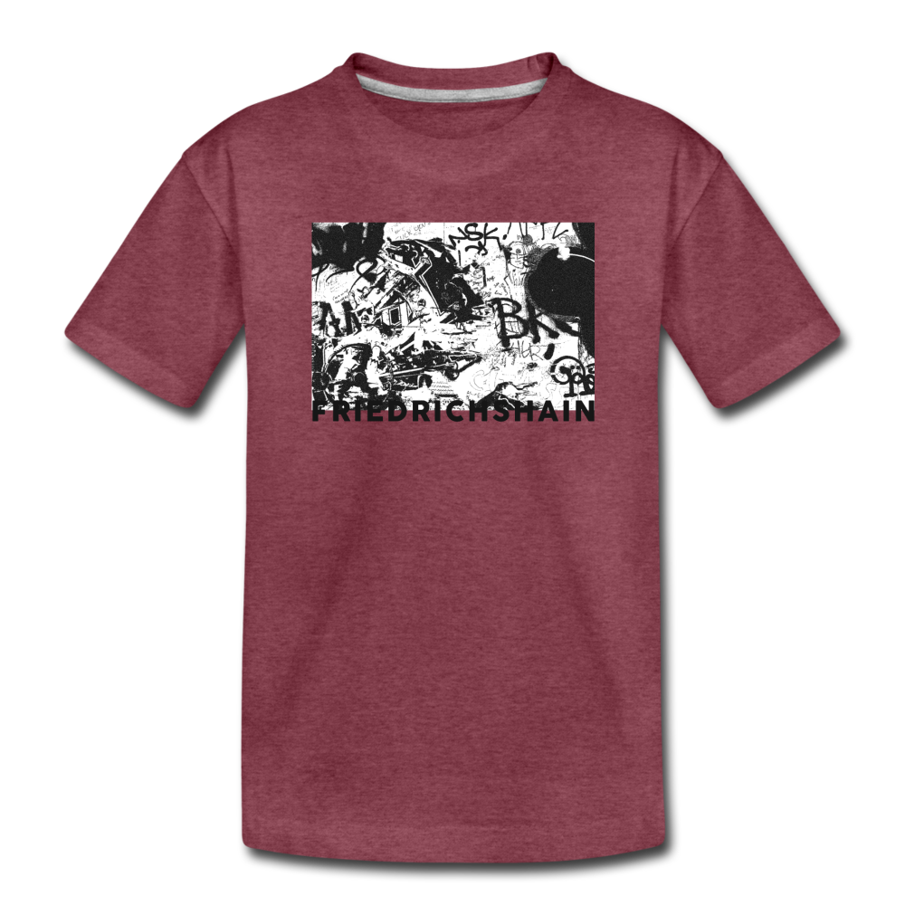Friedrichshain Graffiti - Kinder Premium T-Shirt - Bordeauxrot meliert