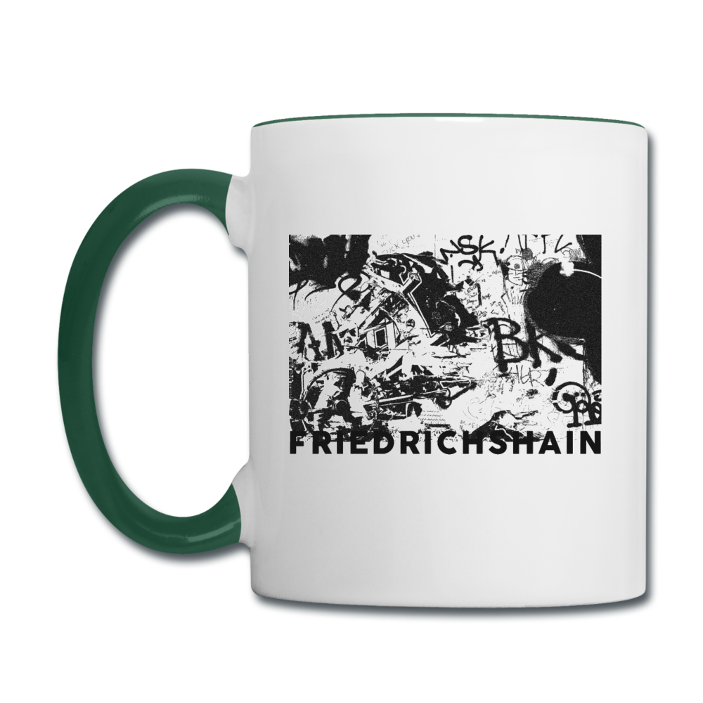 Friedrichshain Graffiti - Tasse zweifarbig - Weiß/Dunkelgrün