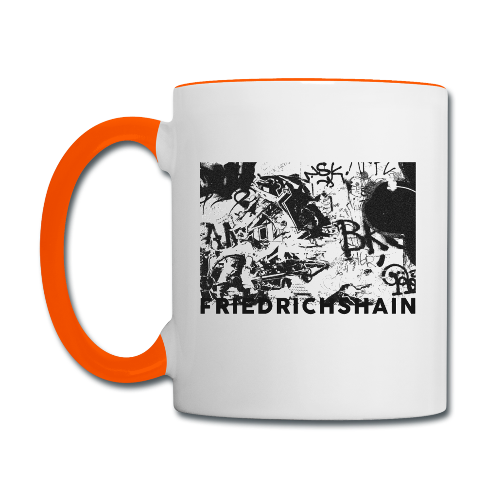 Friedrichshain Graffiti - Tasse zweifarbig - Weiß/Orange