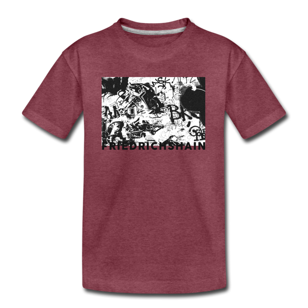 Friedrichshain Graffiti - Teenager Premium T-Shirt - Bordeauxrot meliert