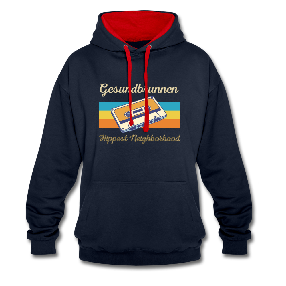 Gesundbrunnen Hippest Neighborhood - Kontrast Hoodie - Navy/Rot