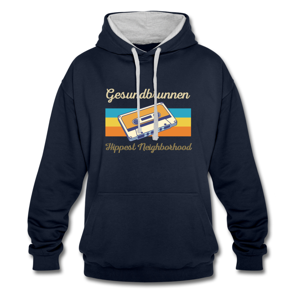 Gesundbrunnen Hippest Neighborhood - Kontrast Hoodie - Navy/Grau meliert