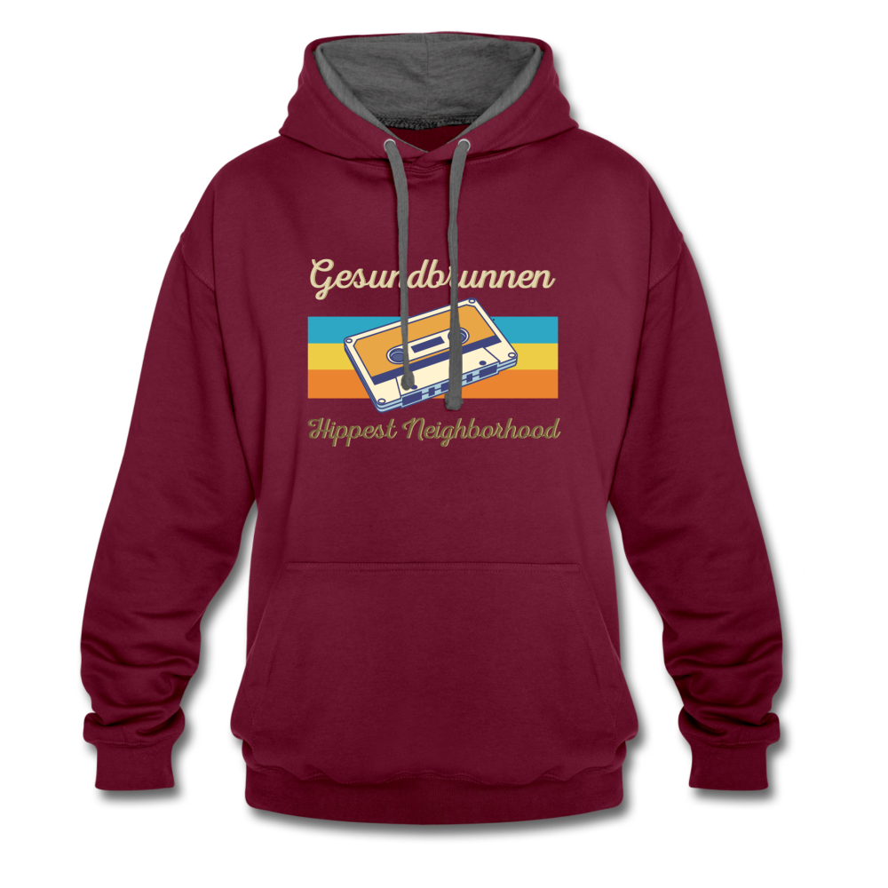 Gesundbrunnen Hippest Neighborhood - Kontrast Hoodie - Weinrot/Anthrazit