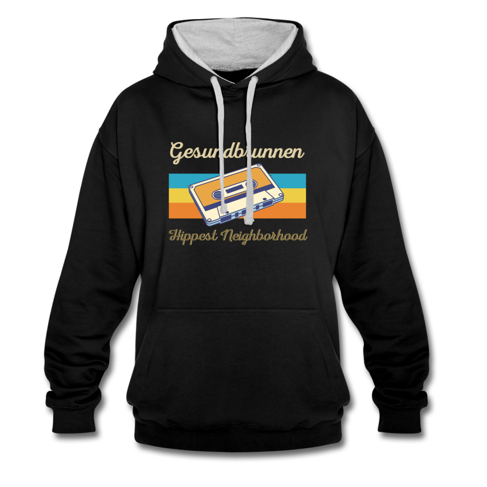 Gesundbrunnen Hippest Neighborhood - Kontrast Hoodie - Schwarz/Grau meliert