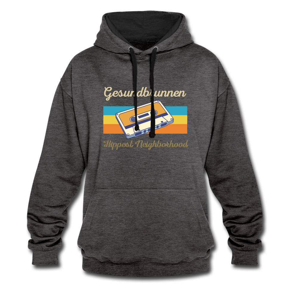 Gesundbrunnen Hippest Neighborhood - Kontrast Hoodie - Anthrazit/Schwarz