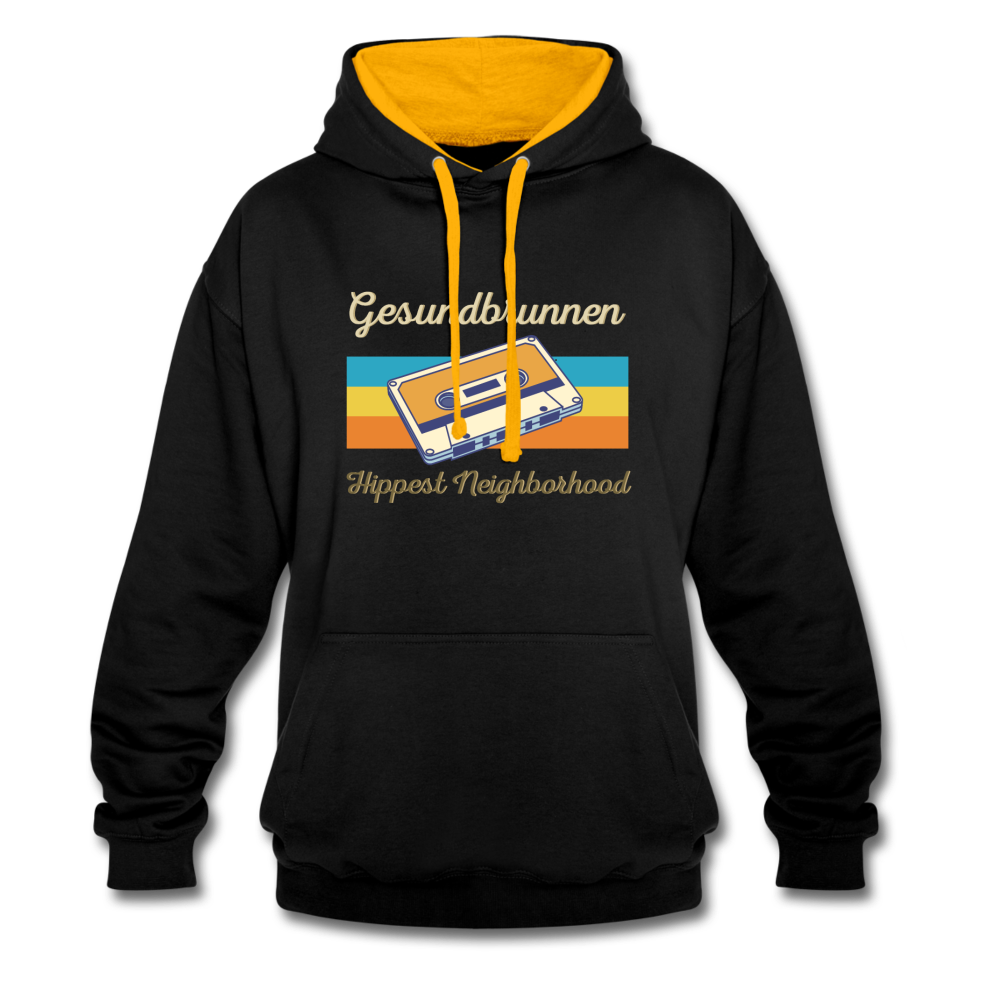 Gesundbrunnen Hippest Neighborhood - Kontrast Hoodie - Schwarz/Gold