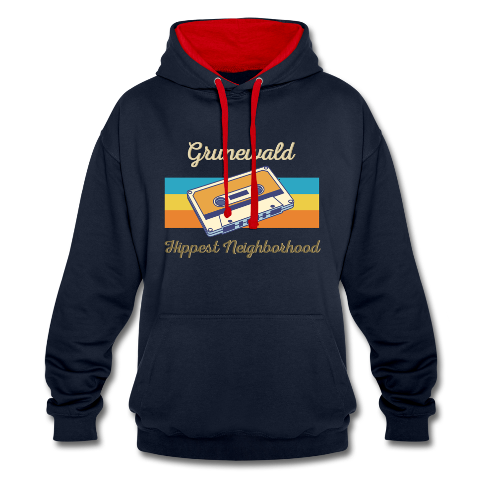 Grunewald Hippest Neighborhood - Kontrast Hoodie - Navy/Rot