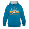 Grunewald Hippest Neighborhood - Kontrast Hoodie - Pfauenblau/Grau meliert
