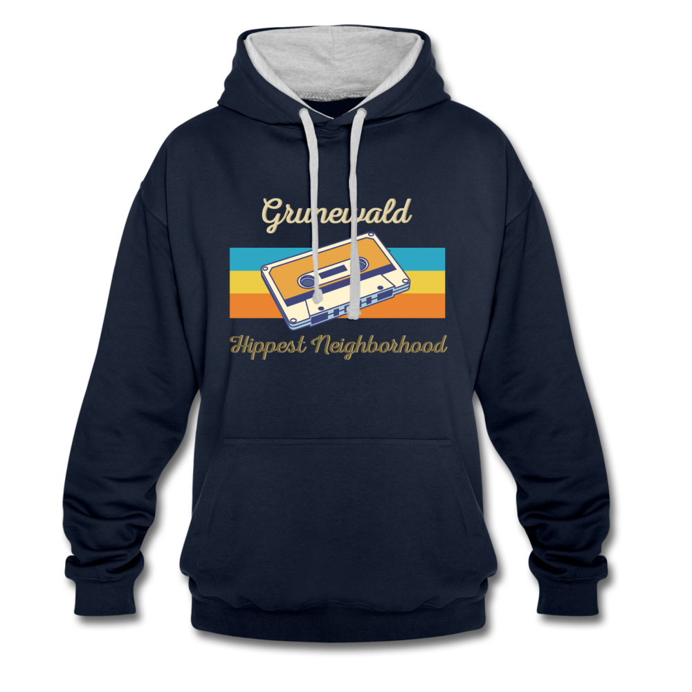 Grunewald Hippest Neighborhood - Kontrast Hoodie - Navy/Grau meliert