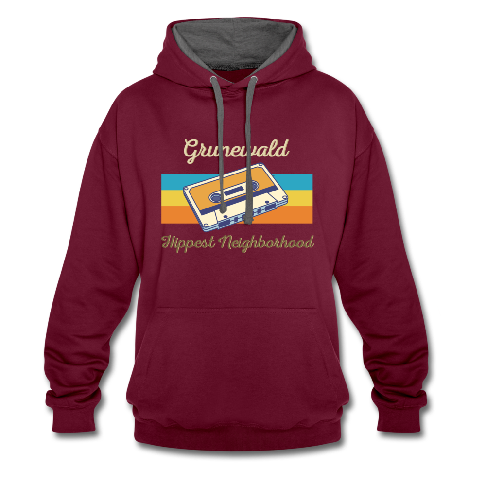 Grunewald Hippest Neighborhood - Kontrast Hoodie - Weinrot/Anthrazit