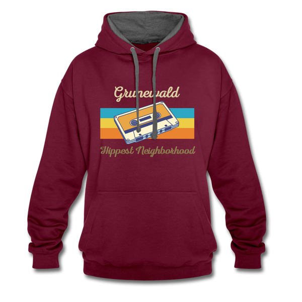 Grunewald Hippest Neighborhood - Kontrast Hoodie - Weinrot/Anthrazit
