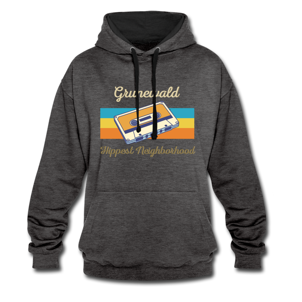 Grunewald Hippest Neighborhood - Kontrast Hoodie - Anthrazit/Schwarz