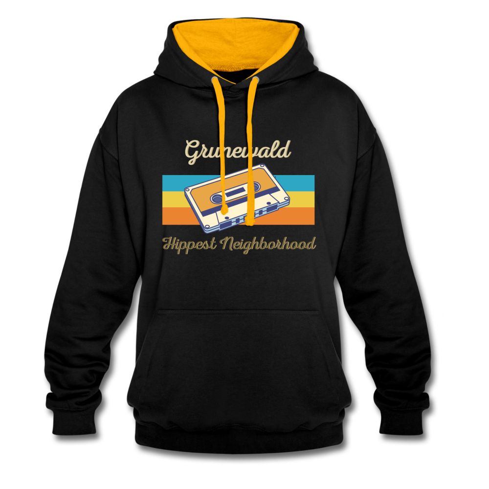 Grunewald Hippest Neighborhood - Kontrast Hoodie - Schwarz/Gold