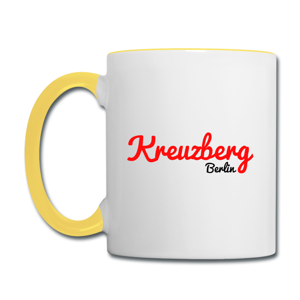 Kreuzberg Berlin - Tasse zweifarbig - Weiß/Gelb