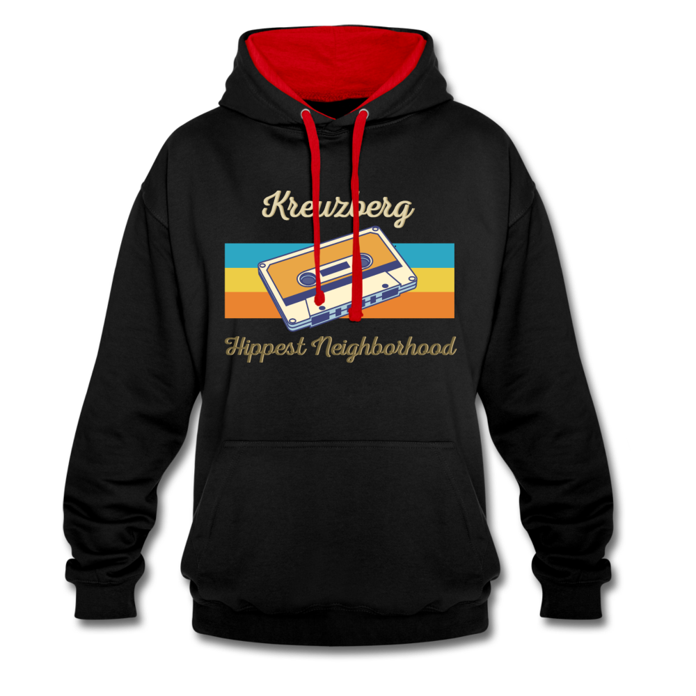 Kreuzberg Hippest Neighborhood - Kontrast Hoodie - Schwarz/Rot