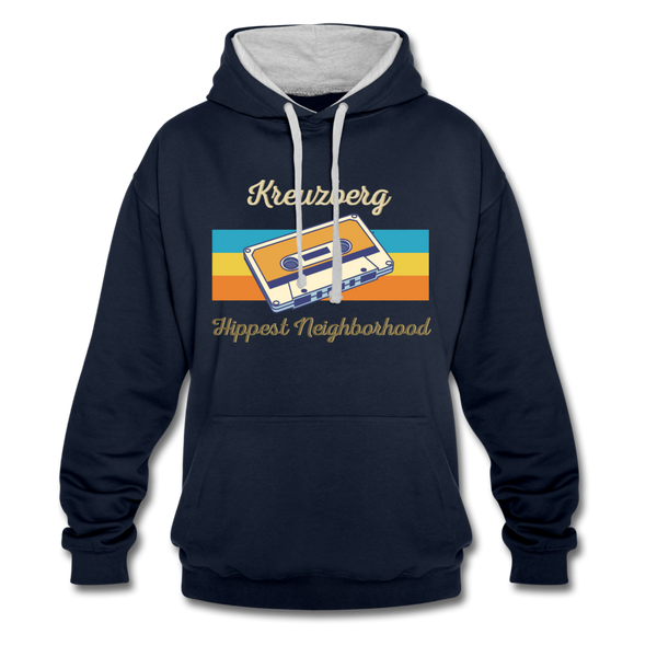 Kreuzberg Hippest Neighborhood - Kontrast Hoodie - Navy/Grau meliert