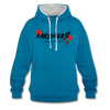Karlshorst - Kontrast Hoodie - Pfauenblau/Grau meliert