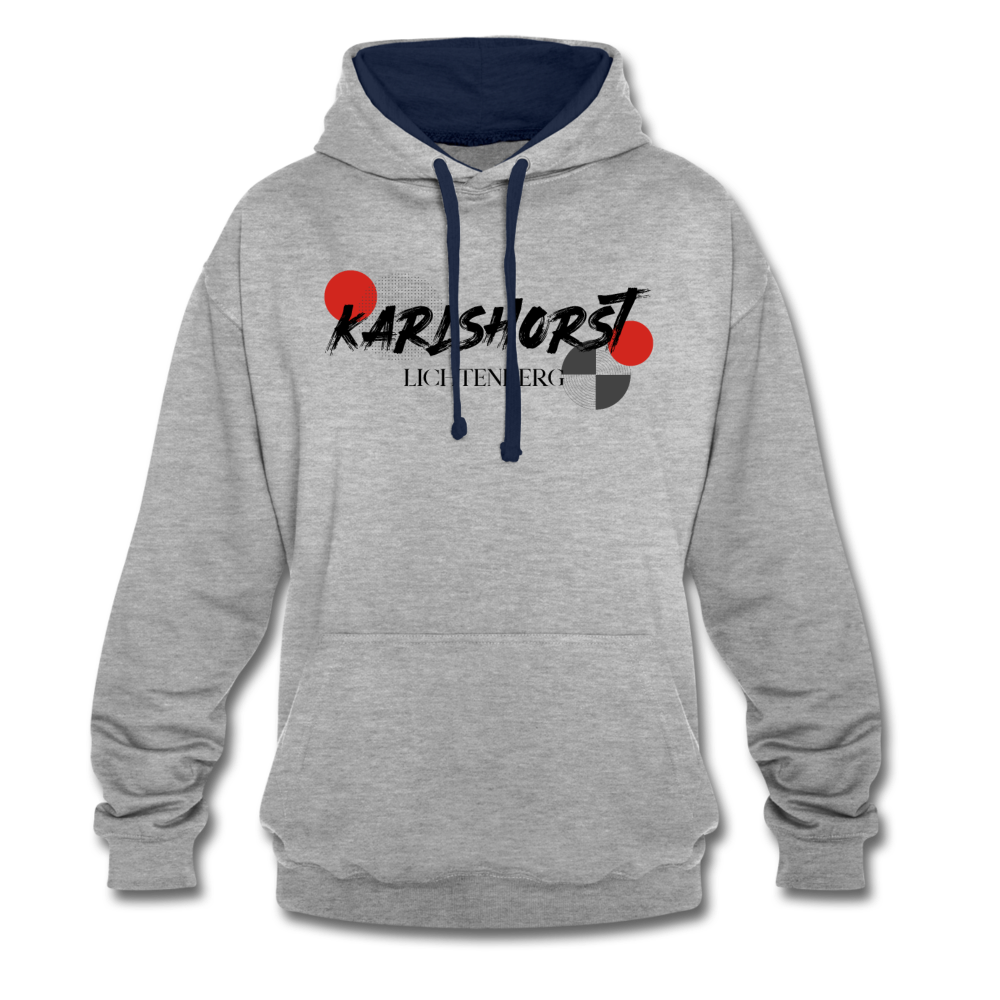 Karlshorst - Kontrast Hoodie - Grau meliert/Navy