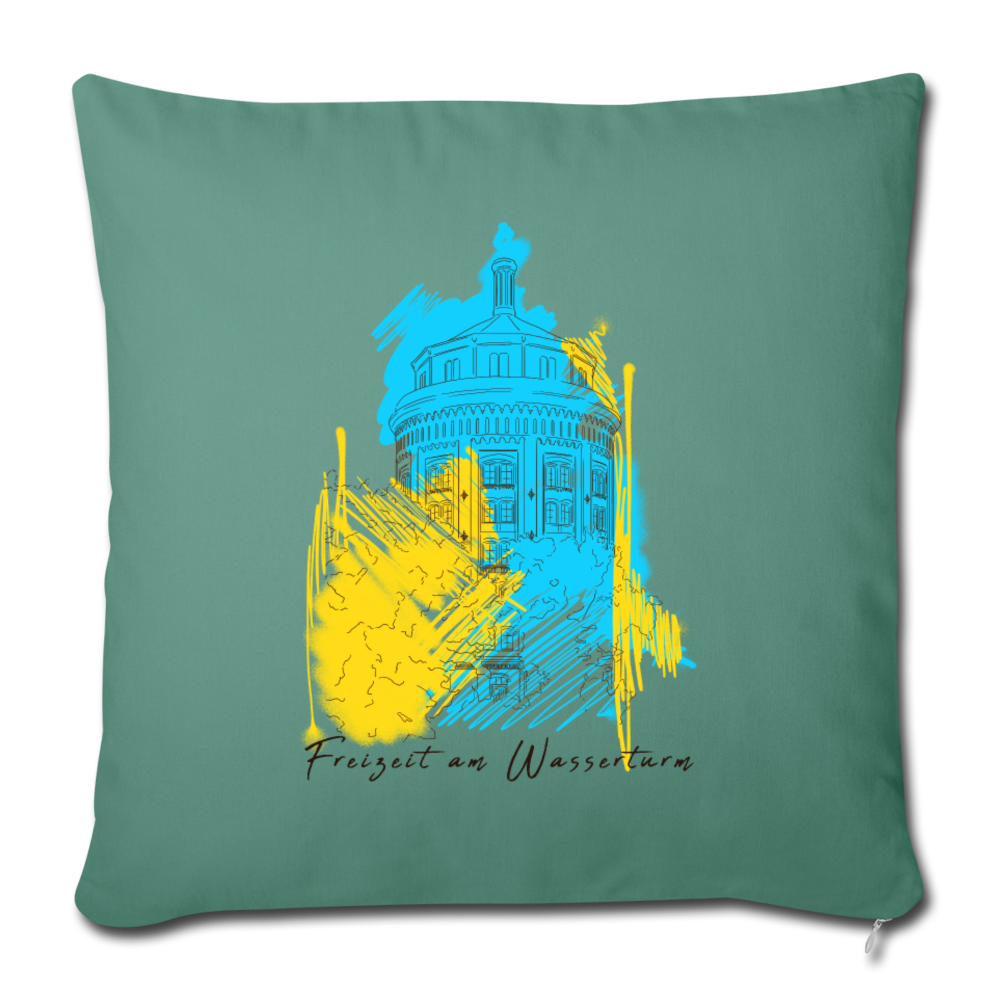 Freizeit am Wasserturm - Sofakissen mit Füllung (45 x 45 cm) - Tanngrün