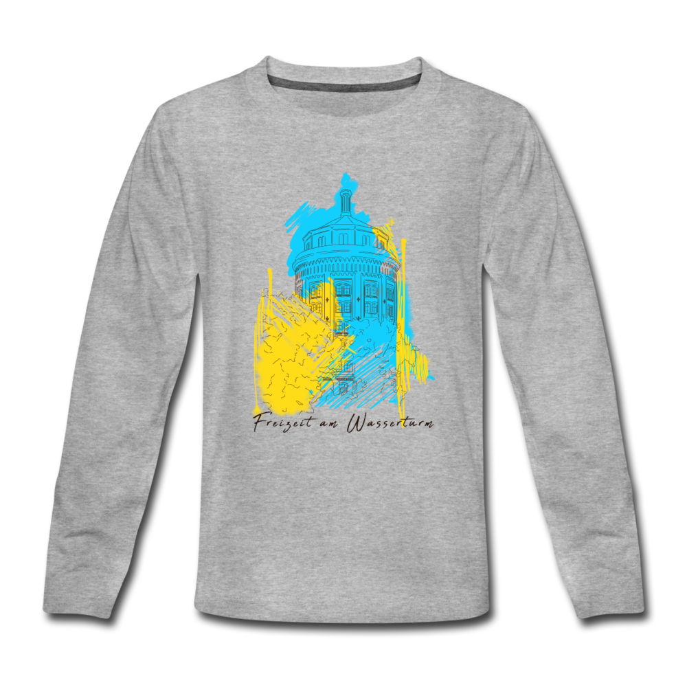 Freizeit am Wasserturm - Kinder Langarmshirt - Grau meliert