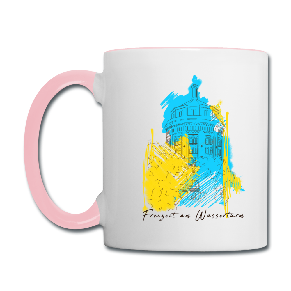 Freizeit am Wasserturm - Tasse zweifarbig - Weiß/Pink