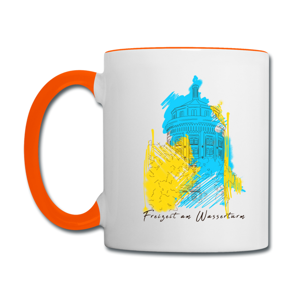 Freizeit am Wasserturm - Tasse zweifarbig - Weiß/Orange