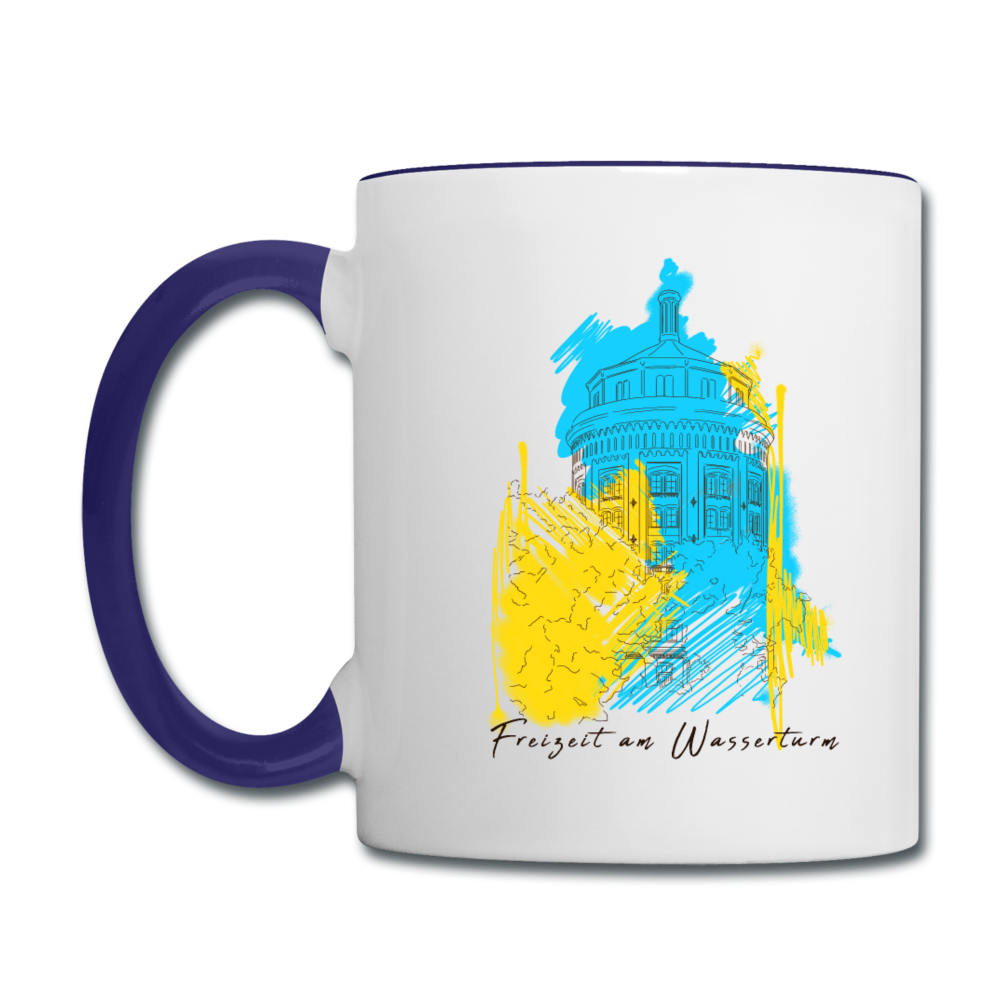 Freizeit am Wasserturm - Tasse zweifarbig - Weiß/Kobaltblau