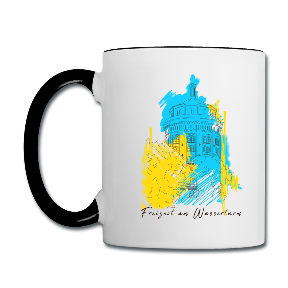 Freizeit am Wasserturm - Tasse zweifarbig - Weiß/Schwarz