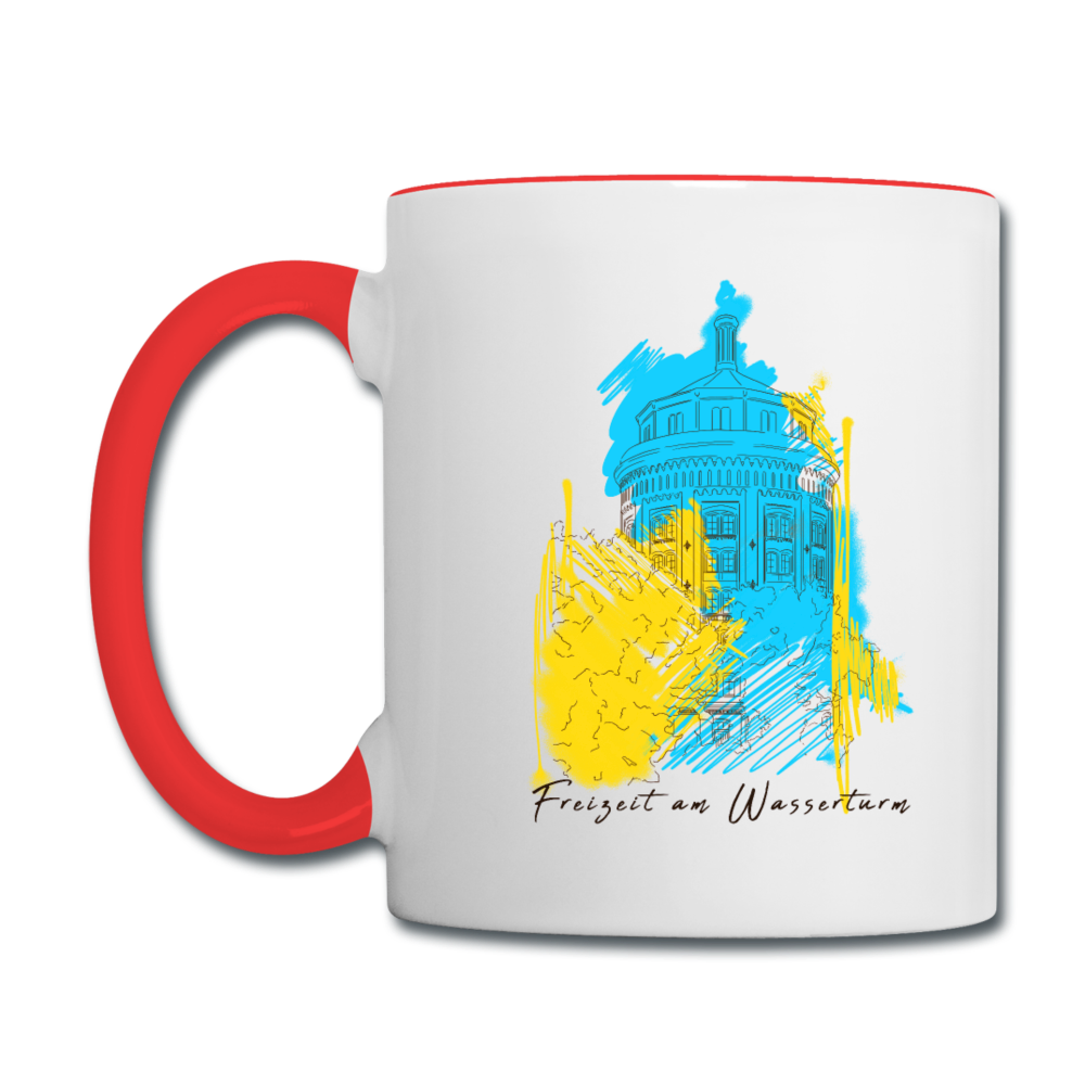 Freizeit am Wasserturm - Tasse zweifarbig - Weiß/Rot