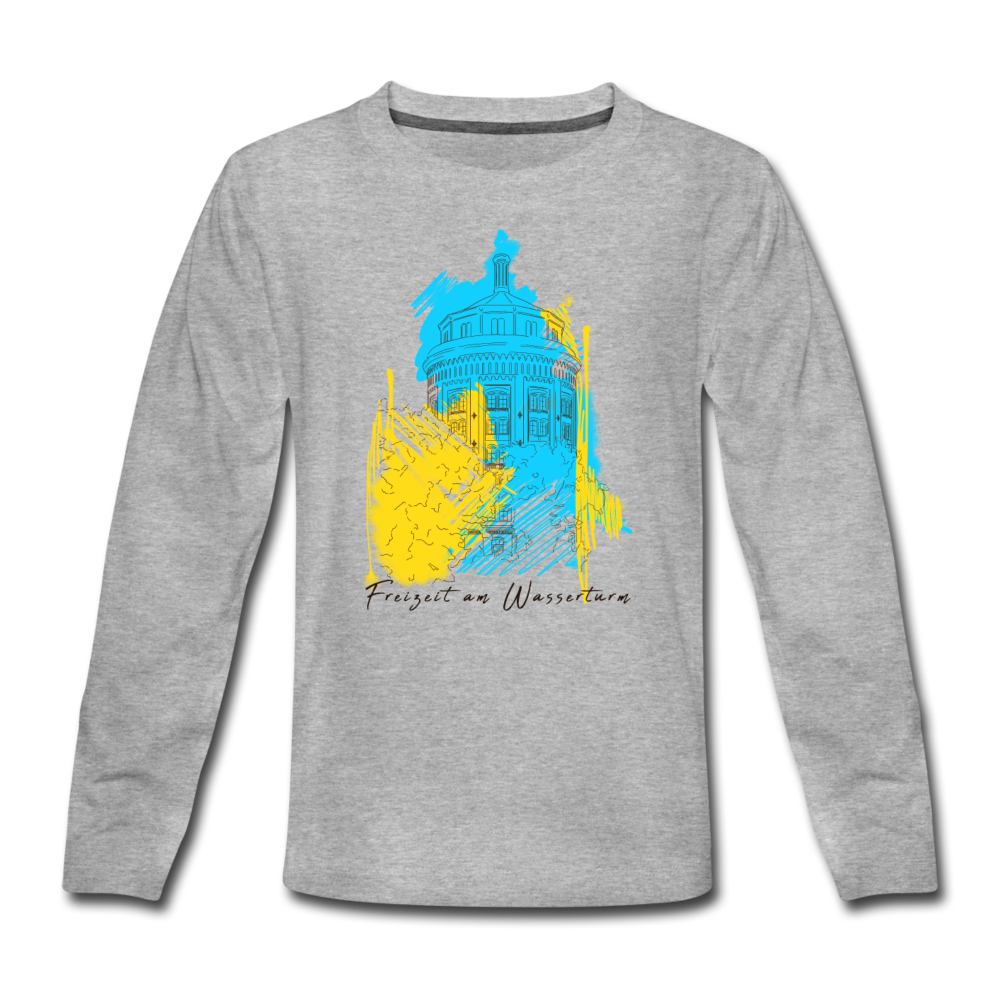 Freizeit am Wasserturm - Teenager Langarmshirt - Grau meliert