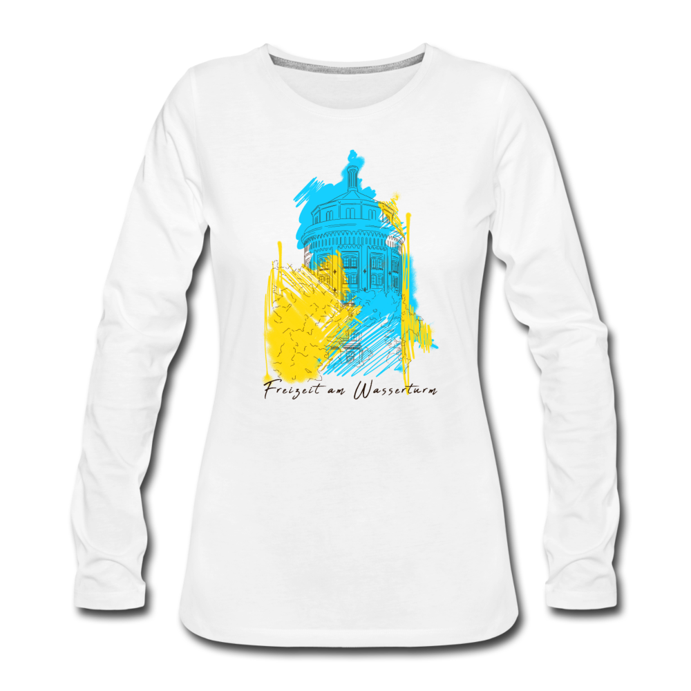 Freizeit am Wasserturm - Frauen Premium Langarmshirt - Weiß