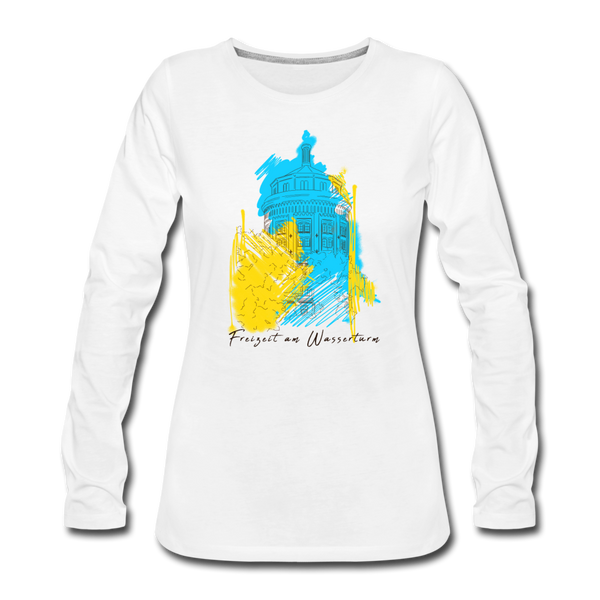 Freizeit am Wasserturm - Frauen Premium Langarmshirt - Weiß