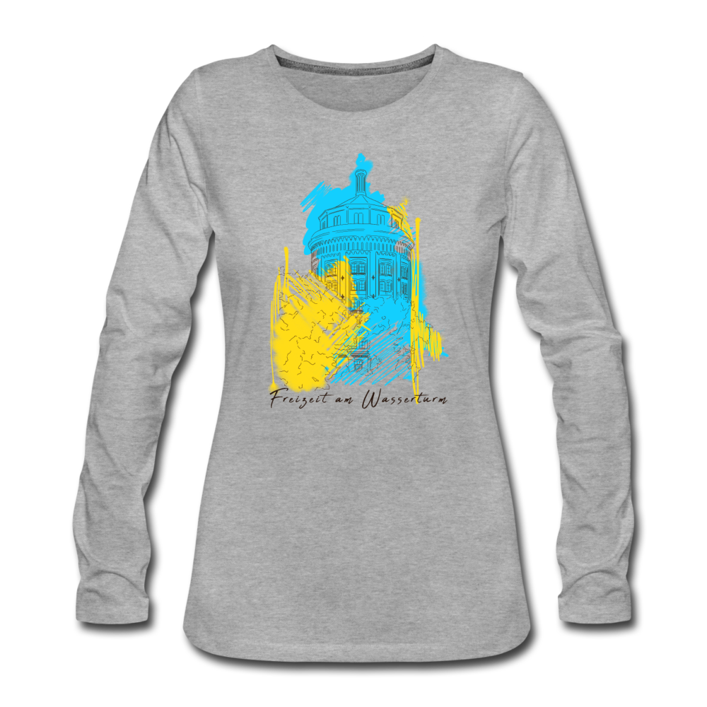 Freizeit am Wasserturm - Frauen Premium Langarmshirt - Grau meliert