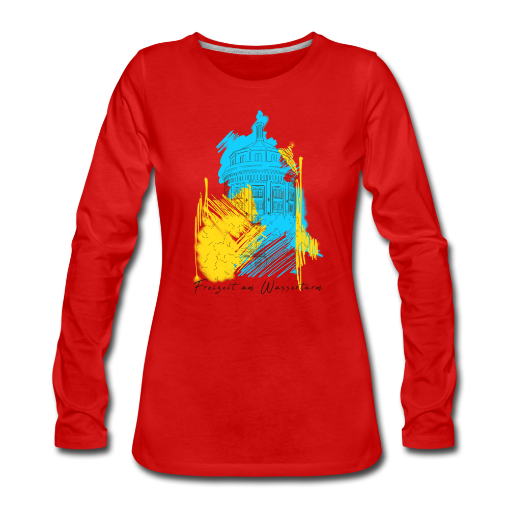 Freizeit am Wasserturm - Frauen Premium Langarmshirt - Rot
