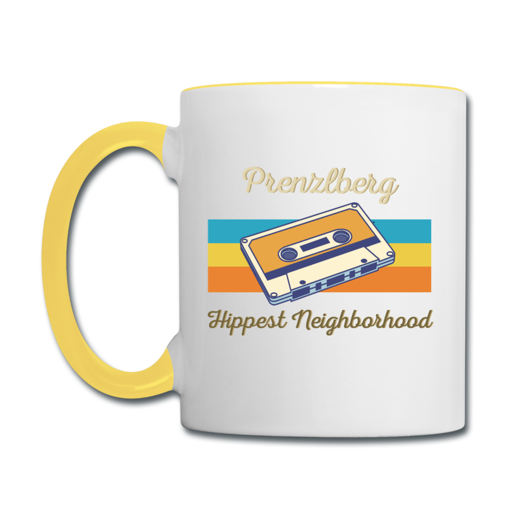 PrenzlBerg Hippest Neighborhood - Tasse zweifarbig - Weiß/Gelb