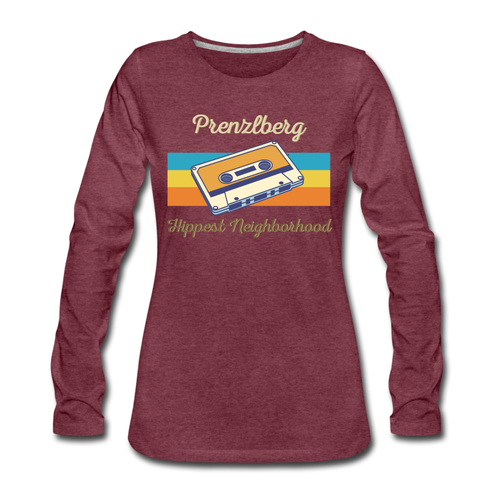 PrenzlBerg Hippest Neighborhood - Frauen Premium Langarmshirt - Bordeauxrot meliert
